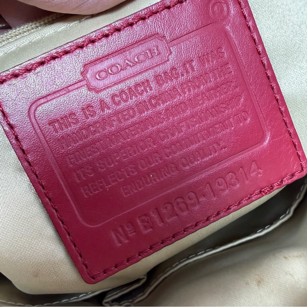 COACH Kristin Woven Leather Hobo Satchel Shoulder Crossbody Bag Scarlet Red - Picture 7 of 17